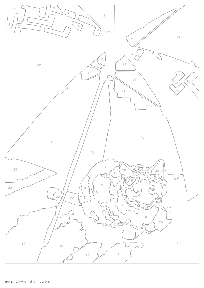 まつりを番号入りの線画に変換したもの